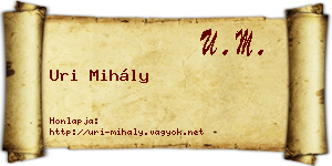 Uri Mihály névjegykártya